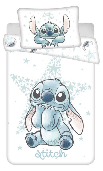 Biele bavlnené detské obliečky do postieľky 100x135 cm Lilo and Stitch "White Star" – Jerry Fabrics