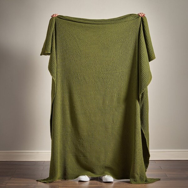 Zelená bavlnená deka 150x200 cm Jaipur Chunky Waffle – Pineapple Elephant