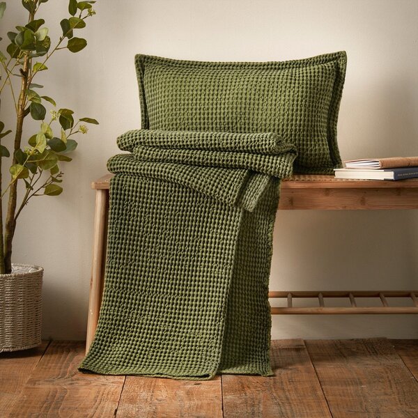 Zelená bavlnená deka 150x200 cm Jaipur Chunky Waffle – Pineapple Elephant