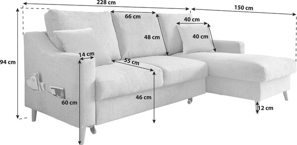 ROHOVÁ SEDAČKA, textil, sivohnedá P & B - Sedačky, Online Only