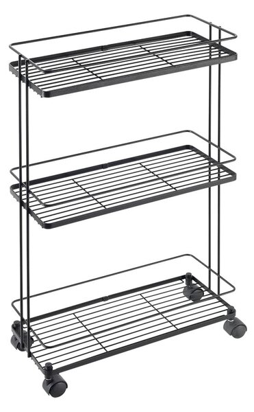 Matne čierny oceľový pojazdný regál 38x62x16 cm Lava – Metaltex