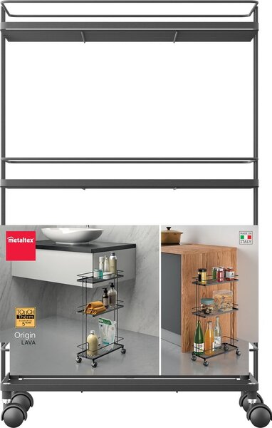Matne čierny oceľový pojazdný regál 38x62x16 cm Lava – Metaltex