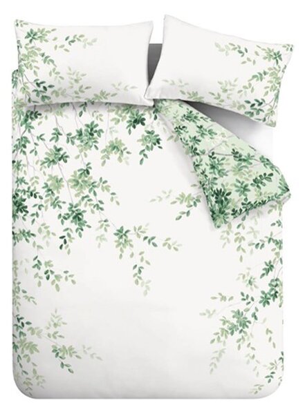 Bielo-zelené bavlnené predĺžené obliečky na dvojlôžko 230x220 cm Scenic Leaves – RHS