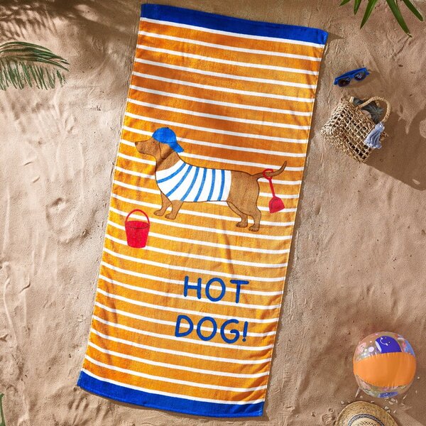 Oranžová bavlnená plážová osuška 76x160 cm Hot Dog – Catherine Lansfield