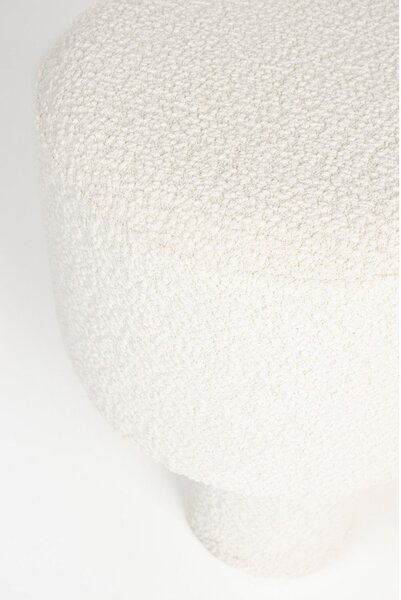 Biely taburet z textílie buklé Marcos – White Label