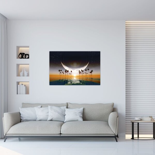 Obraz - Mesiac nad palmami (90x60 cm)