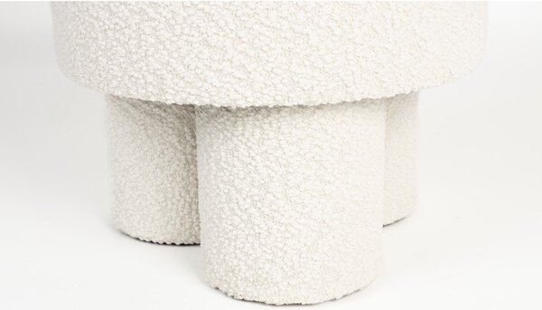 Biely taburet z textílie buklé Marcos – White Label