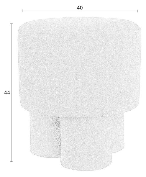 Biely taburet z textílie buklé Marcos – White Label