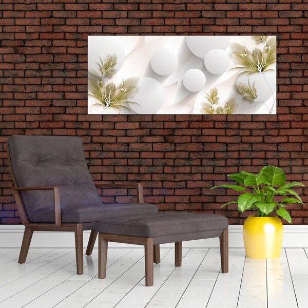 Obraz - 3D kruhy s kvetinami (120x50 cm)