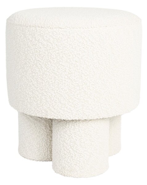 Biely taburet z textílie buklé Marcos – White Label