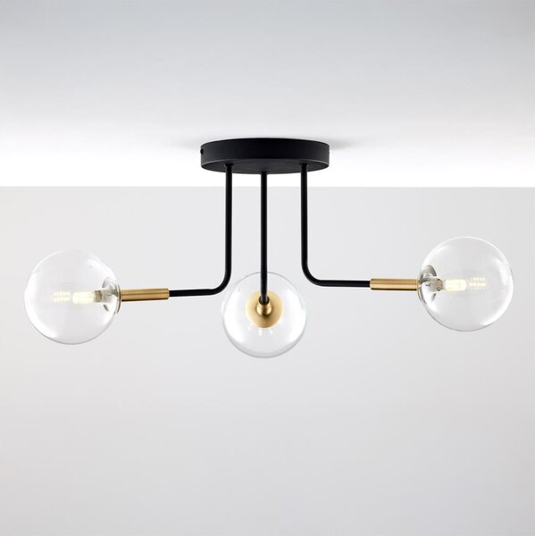 Jupiter 2039 - Luster na tyči BURANO 3xG9/10W/230V čierna/zlatá/číra
