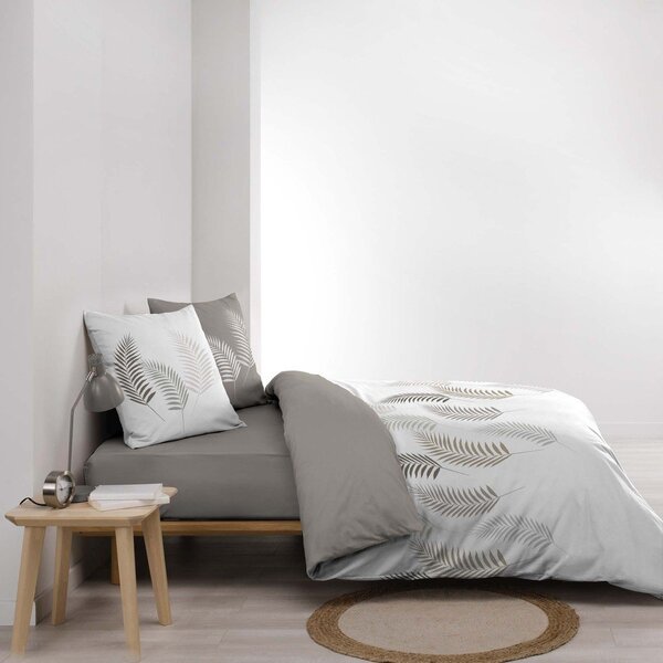 Biele/taupe bavlnené obliečky na dvojlôžko/predĺžené 240x220 cm Goyave – douceur d'intérieur