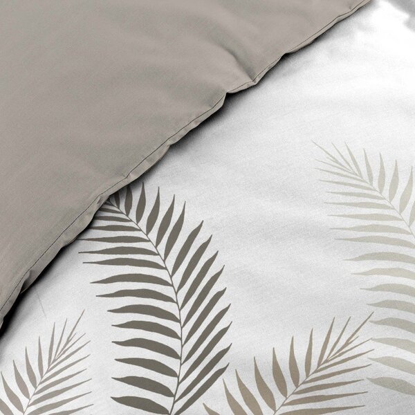 Biele/taupe bavlnené obliečky na dvojlôžko/predĺžené 240x220 cm Goyave – douceur d'intérieur