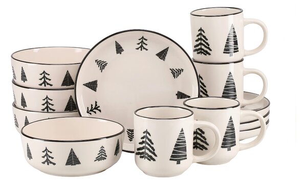 RAŇAJKOVÁ SÚPRAVA Nordic Christmas Black 12-dielne Creatable - Jedálenské sety, Online Only