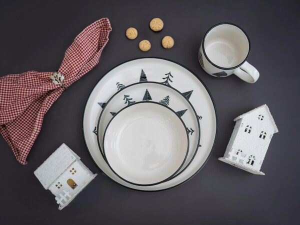 RAŇAJKOVÁ SÚPRAVA Nordic Christmas Black 12-dielne Creatable - Jedálenské sety, Online Only