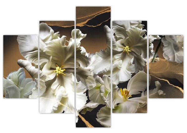 Obraz - Kvety orchideí na mramorovom pozadí (150x105 cm)