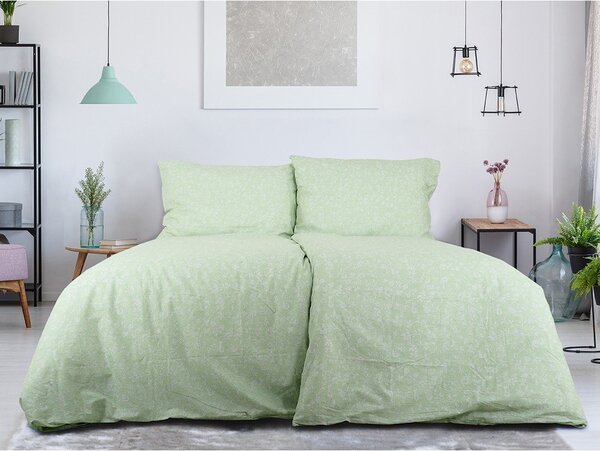 Zelené krepové obliečky na jednolôžko 140x200 cm Green Flowers – B.E.S