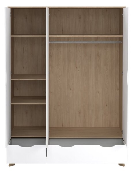 Biela/v prírodnej farbe šatníková skriňa v dekore duba so zrkadlom 147x201x58 cm Ikast – Tvilum