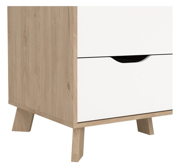 Biela/v prírodnej farbe šatníková skriňa v dekore duba so zrkadlom 147x201x58 cm Ikast – Tvilum