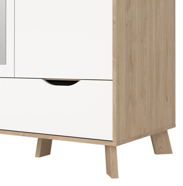 Biela/v prírodnej farbe šatníková skriňa v dekore duba so zrkadlom 147x201x58 cm Ikast – Tvilum