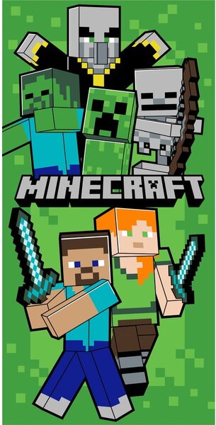 Zelená bavlnená detská osuška 70x140 cm Minecraft Let´s Survive – Jerry Fabrics