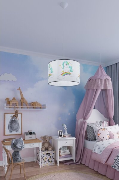 Sollux SL.1413 - Detský luster na lanku UNICORN 1xE27/15W/230V pr. 40 cm