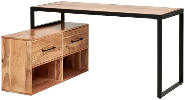 PÍSACÍ STÔL S ÚLOŽ. PRIESTORO, čierna, farba akácie, 145/115/76 cm Livetastic - Online Only kancelárie, Online Only