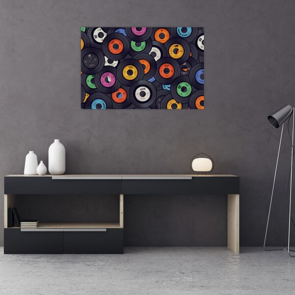 Obraz - Hudobné gramofónové platne (90x60 cm)