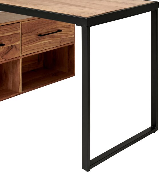 PÍSACÍ STÔL S ÚLOŽ. PRIESTORO, čierna, farba akácie, 145/115/76 cm Livetastic - Online Only kancelárie, Online Only