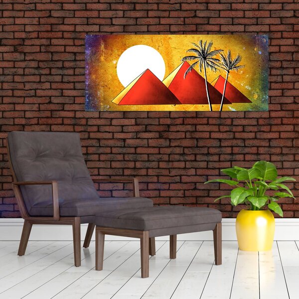Obraz maľovaných egyptských pyramíd (120x50 cm)