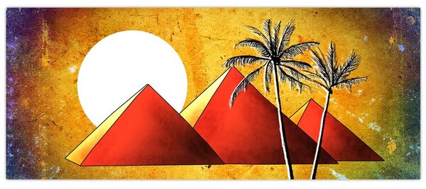 Obraz maľovaných egyptských pyramíd (120x50 cm)