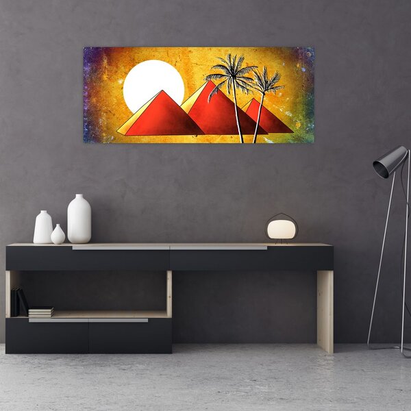 Obraz maľovaných egyptských pyramíd (120x50 cm)