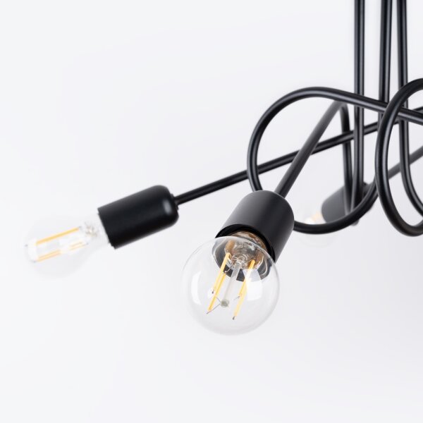 Sollux SL.1435 - Prisadený luster LOOP 5xE27/15W/230V čierna
