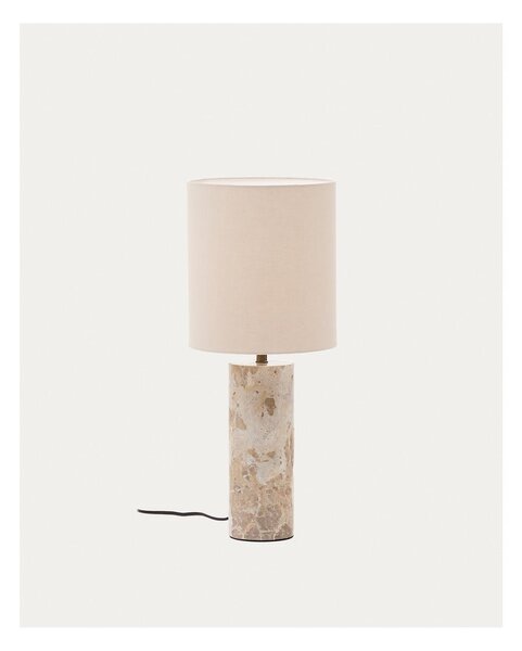 Béžová mramorová stolová lampa s textilným tienidlom (výška 54 cm) Raze – Kave Home