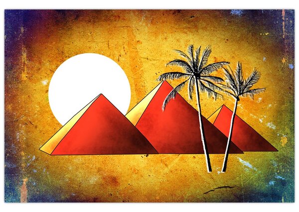 Obraz maľovaných egyptských pyramíd (90x60 cm)