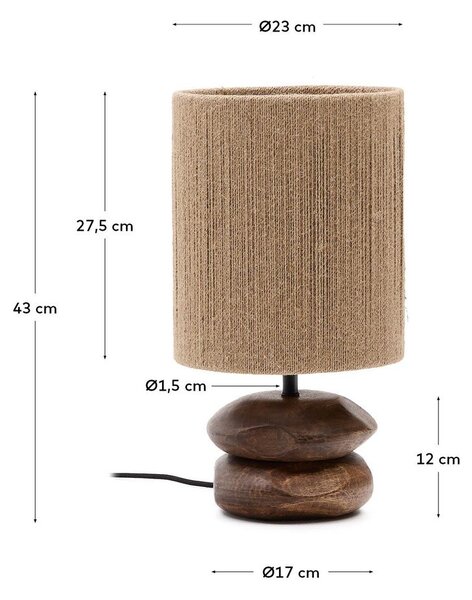 Stolová lampa v tmavoprírodnej farbe z masívu akácie (výška 43 cm) Kor – Kave Home