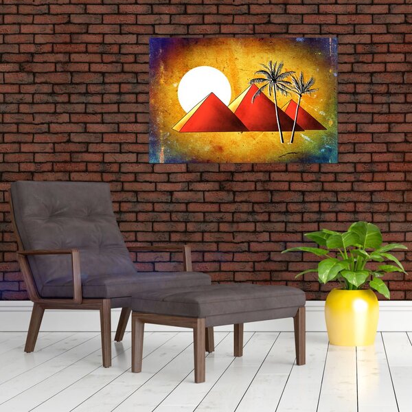 Obraz maľovaných egyptských pyramíd (90x60 cm)