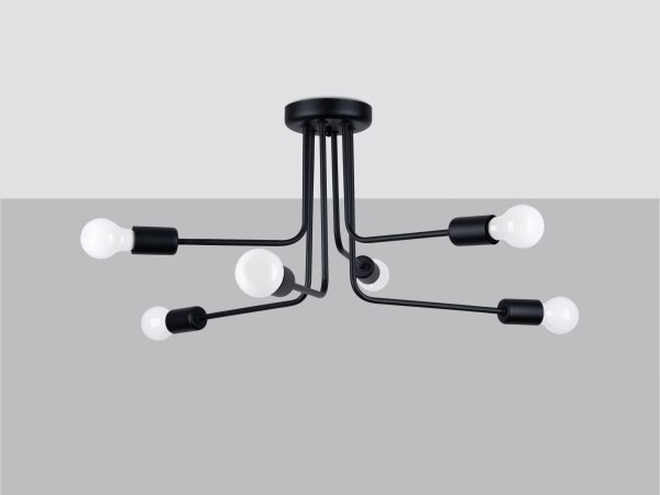 Sollux SL.1452 - Luster na tyči NORAH 6xE27/15W/230V čierna