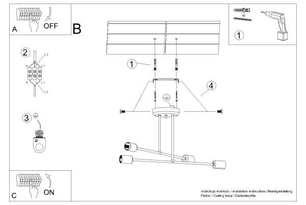 Sollux SL.1451 - Luster na tyči NORAH 4xE27/15W/230V čierna