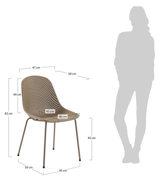 Svetlohnedá kovová záhradná stolička Quinby – Kave Home
