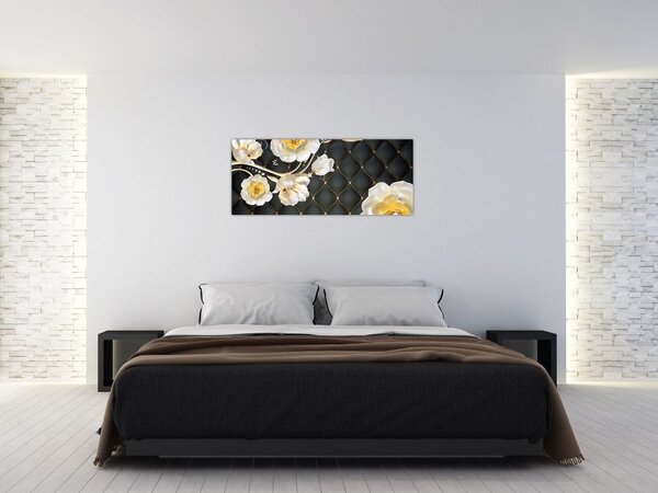 Obraz bielych kvetov ruží (120x50 cm)
