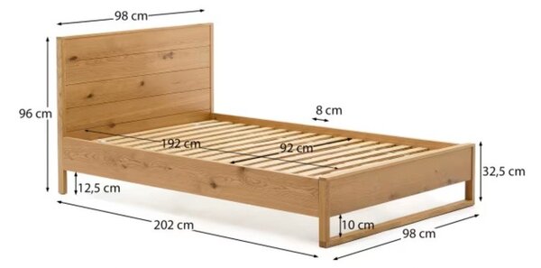 Jednolôžková posteľ z dubového dreva s roštom 90x190 cm v prírodnej farbe Alguema – Kave Home