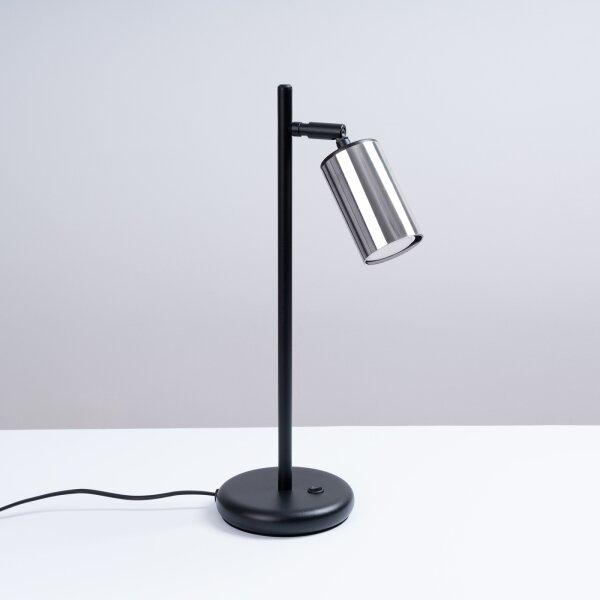 Sollux SL.1373 - Stolná lampa WINX 1xGU10/10W/230V čierna/chróm