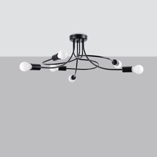 Sollux SL.1456 - Luster na tyči LEVAR 6xE27/15W/230V čierna