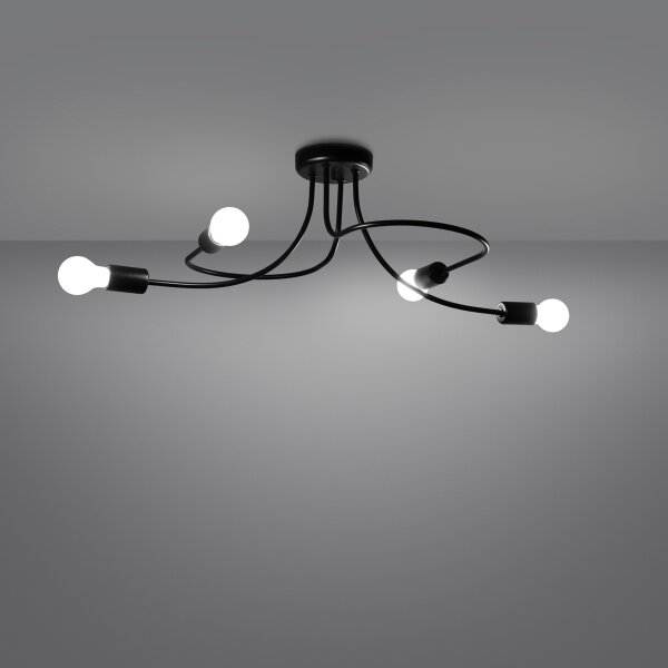 Sollux SL.1455 - Luster na tyči LEVAR 4xE27/15W/230V čierna