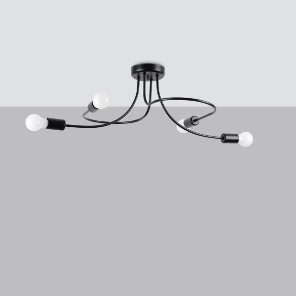 Sollux SL.1455 - Luster na tyči LEVAR 4xE27/15W/230V čierna