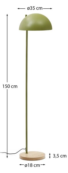 Zelená/v prírodnej farbe stojacia lampa s kovovým tienidlom (výška 150 cm) Catlar – Kave Home
