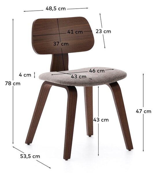 Béžová/tmavohnedá jedálenská stolička v dekore orecha Gena – Kave Home