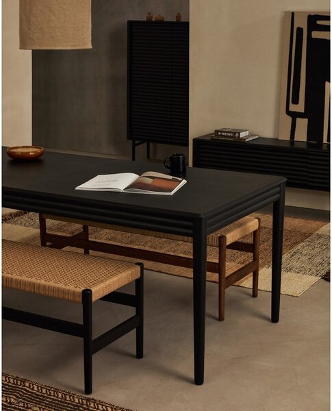 Čierny TV stolík v dekore duba 200x57x35 cm Lenon – Kave Home