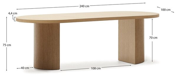 Jedálenský stôl v dekore duba 100x240 cm Nealy – Kave Home
